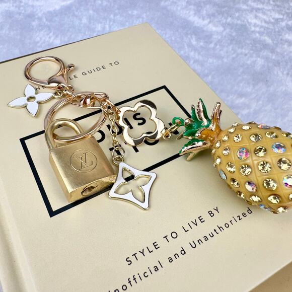 Louis Vuitton Vintage Lock #209 on a Pineapple keychain bag charm CUSTOM - Picture 1 of 6